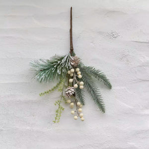 White Berry & Fircone Sprig