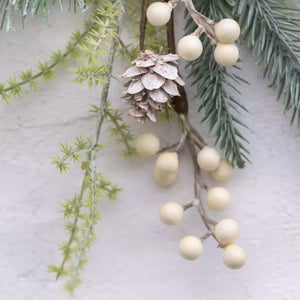 White Berry & Fircone Sprig