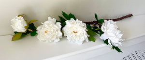 Artificial Peony Spray With three flowers & one bud.