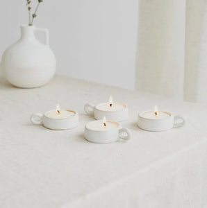 Zesty Lemons Set of 4 Scandi Ceramic Lemon & Lavender Tealights