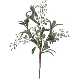 White Berry Sprig with Frosted Leaves