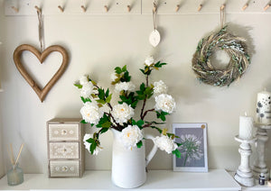 Artificial Peony Spray With three flowers & one bud.