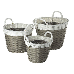 🎄 Grey And White Wicker Basket