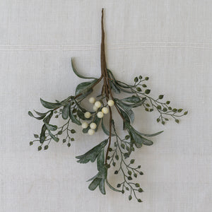 White Berry Sprig with Frosted Leaves