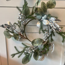 Load image into Gallery viewer, 🎄 Green Foliage &amp; Silver Bead Wreath
