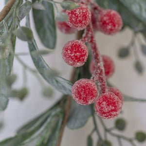 🎄Iced Red Berry Sprig with Frosted Leaves