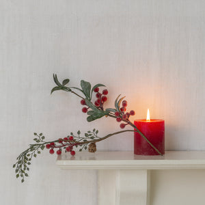 🎄Iced Red Berry Sprig with Frosted Leaves