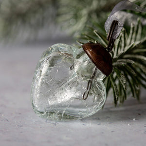 🎄Set of 6 Small Clear Crackle Glass Hearts