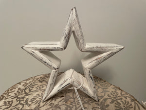 🎄 Distressed White Mango Wood Star