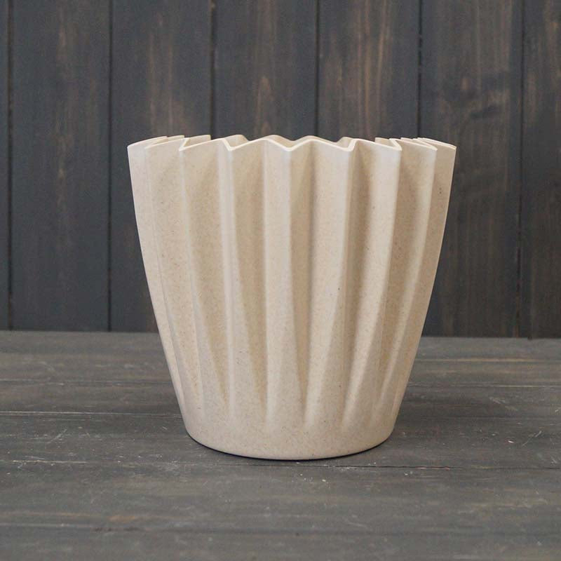 Earthy Natural Bamboo Corrugated Pot