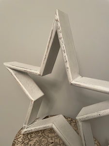 🎄 Distressed White Mango Wood Star