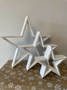 🎄 Distressed White Mango Wood Star