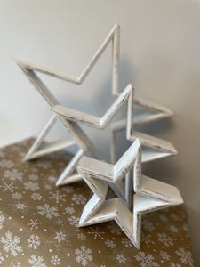 🎄 Distressed White Mango Wood Star